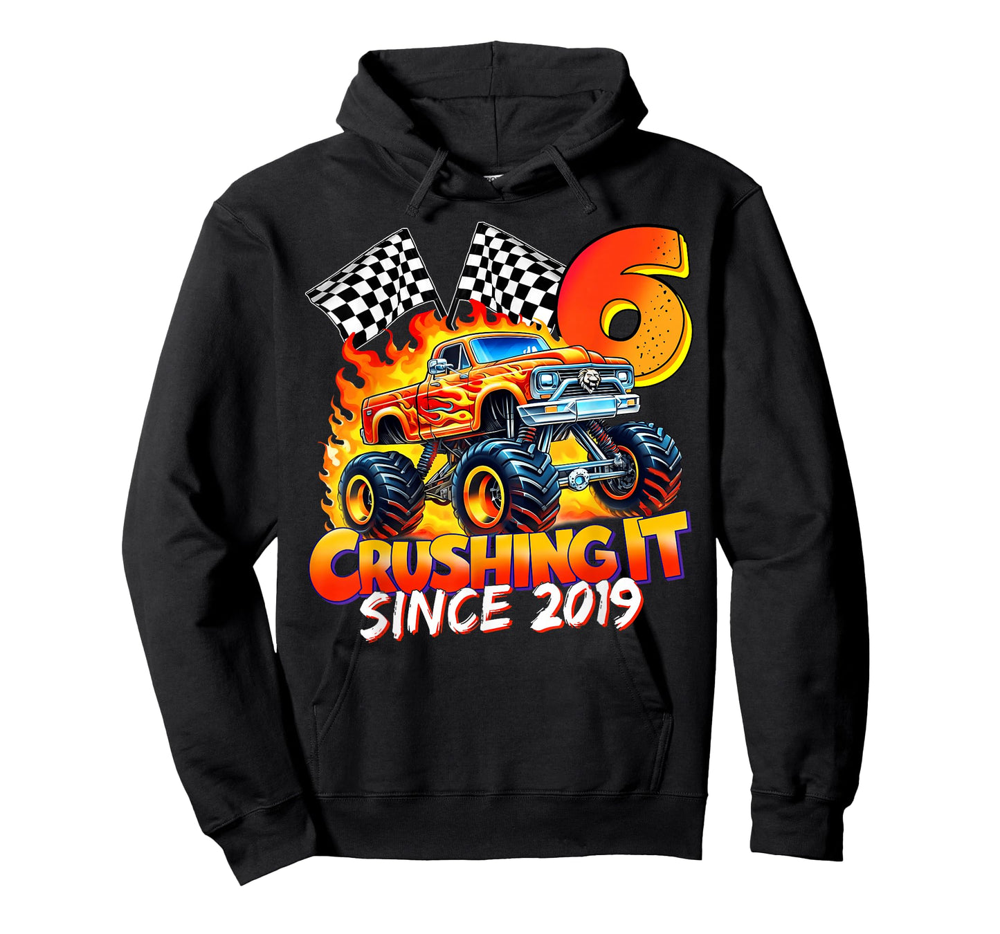 Monster Truck Birthday 6 Year Old Born 2019 6th Party Boys T-Shirt