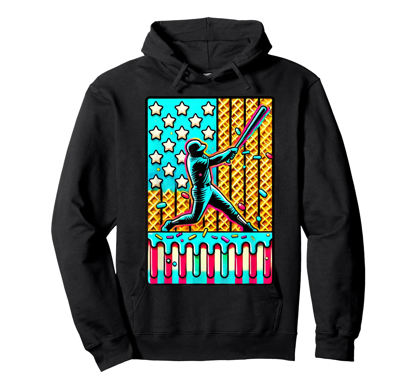 Ice Cream Drip Baseball Stuff Drip For Boys American Flag T-Shirt