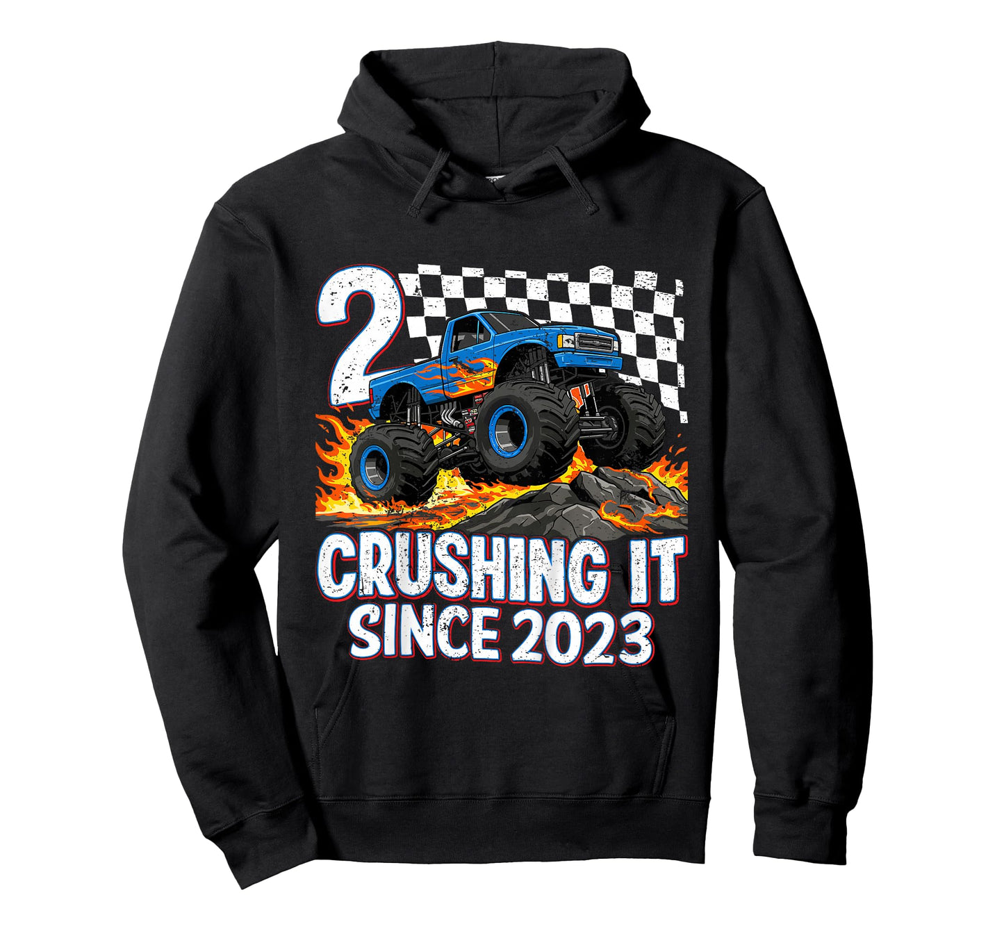 2nd Birthday Monster Truck 2 year Old Boys Party Born 2023 T-Shirt