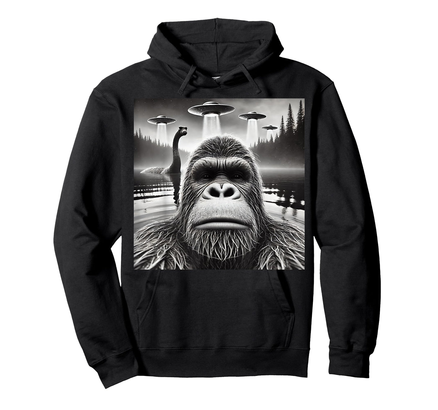 Bigfoot Lock Ness Monster Alien UFO Funny Graphic T-Shirt