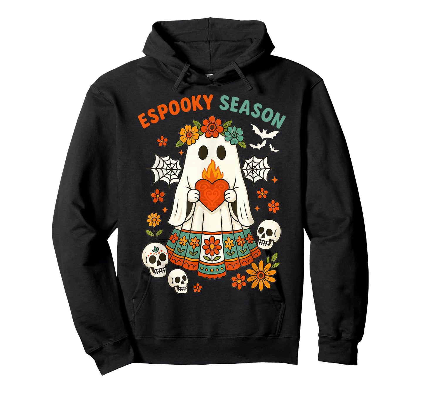 Spooky Season Mexican Ghost Flowers Funny Halloween Boo T-Shirt
