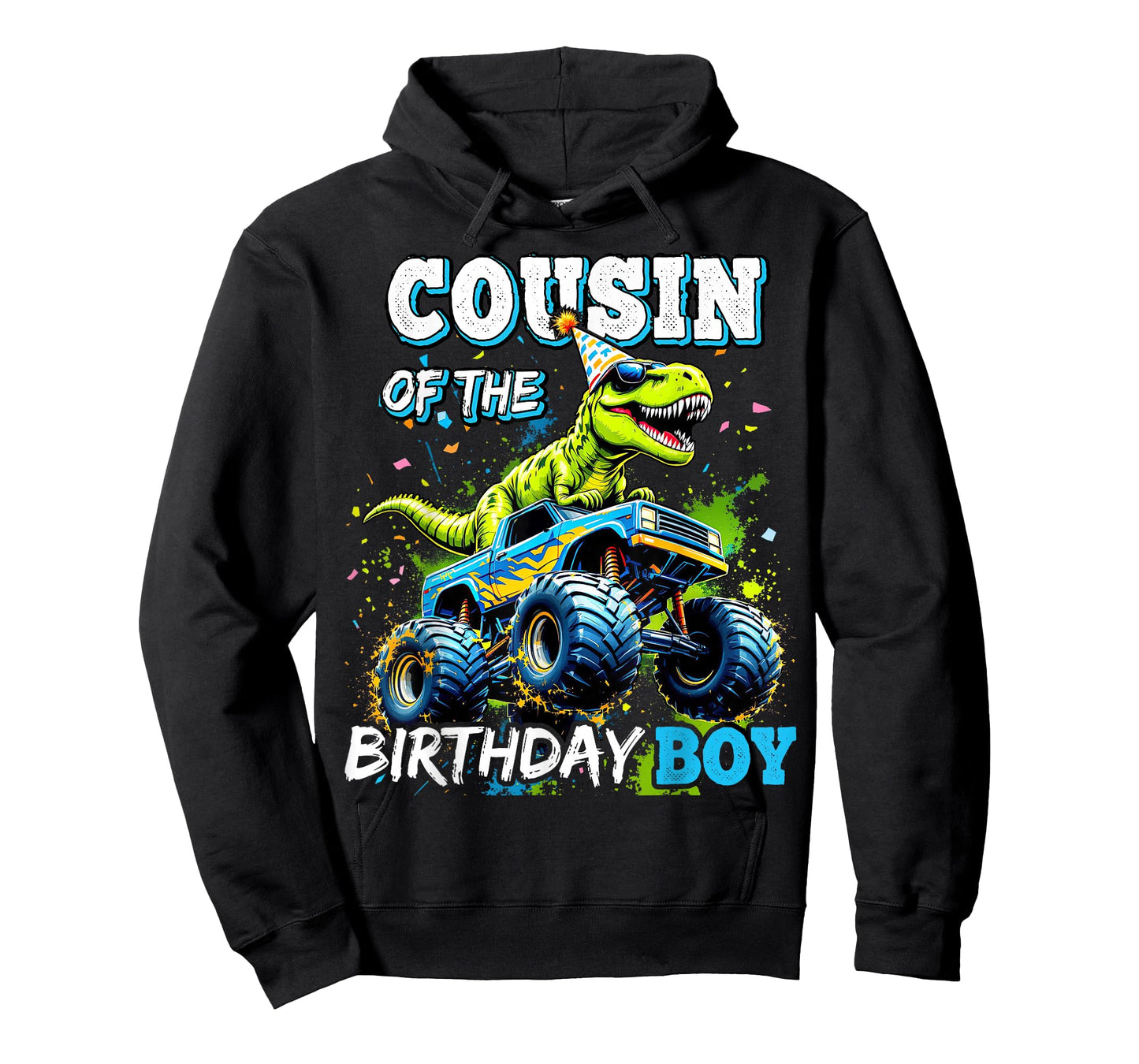 Cousin of the Birthday Boy Monster Truck Dinosaur Party T-Shirt