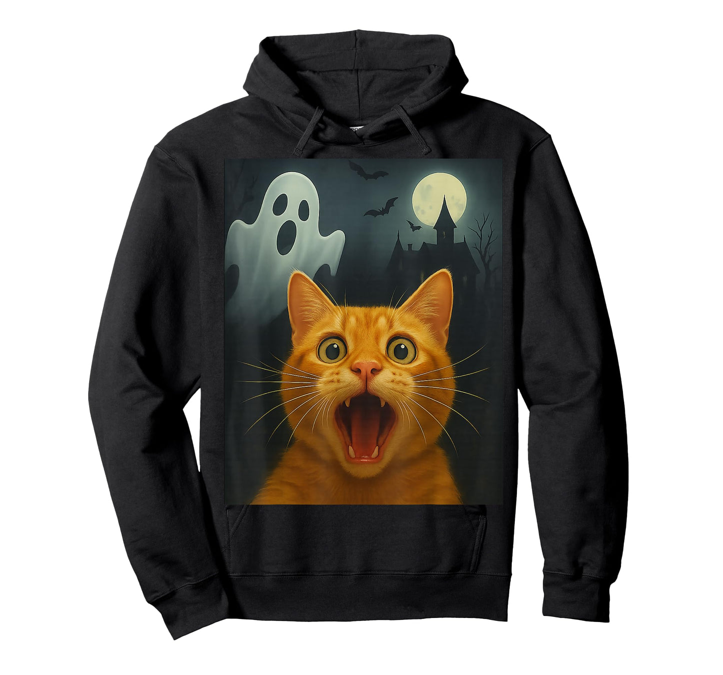 Cat Selfie with Ghost, Funny Cat Lovers Design T-Shirt