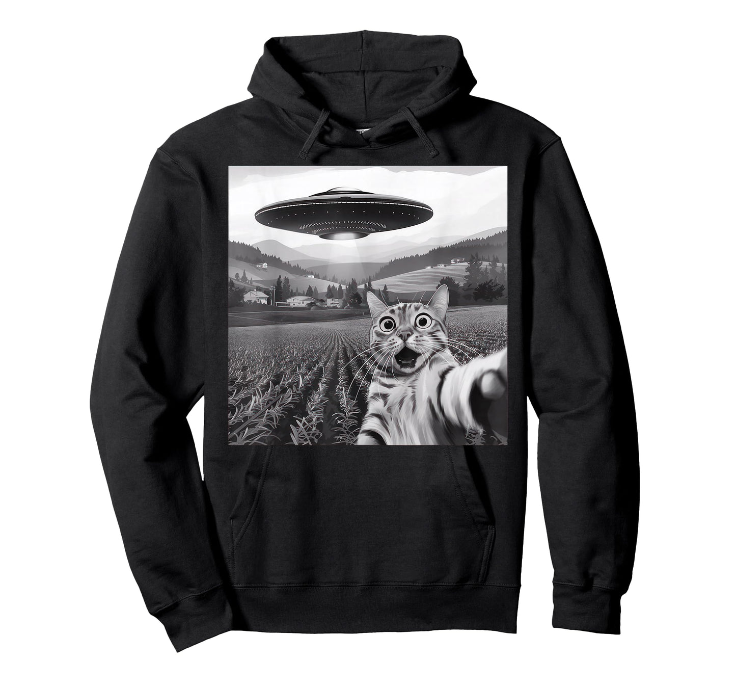 Cat Selfie With Alien UFO Cat Gifts For Men Women Kid T-Shirt