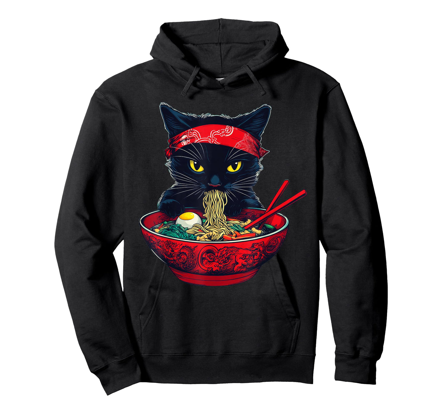 Kawaii Cat Eating Ramen Noodles Funny Japanese Anime T-Shirt