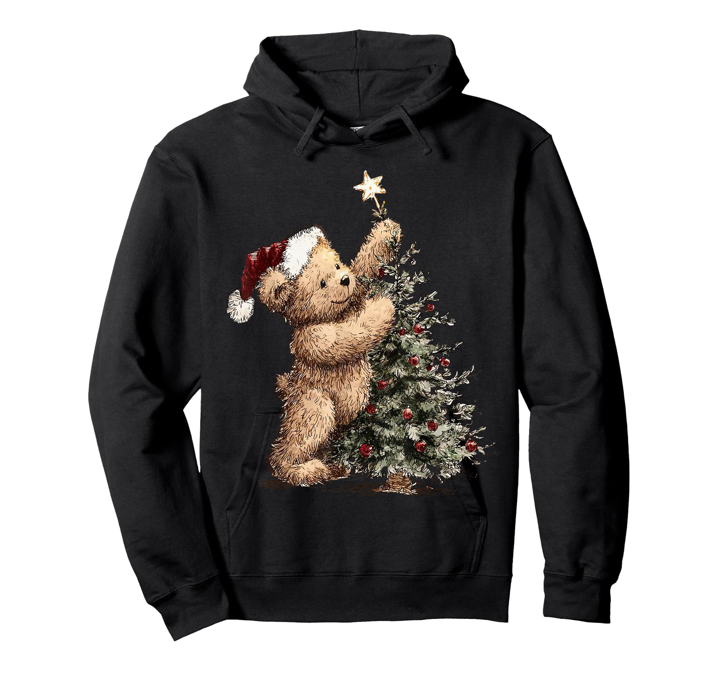 Cute Vintage Christmas Tree and Teddy Bear Santa Holiday T-Shirt