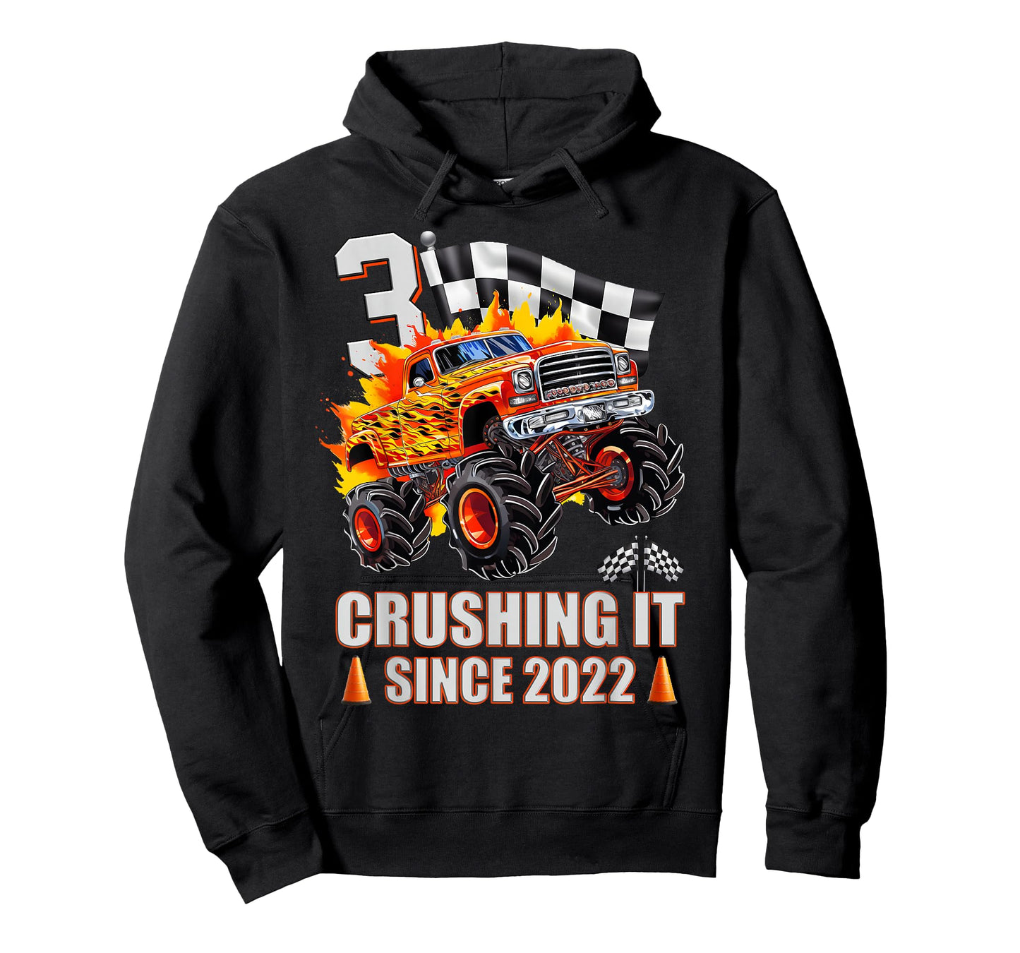 3 Crushing It Since 2022 3rd Birthday Monster Truck Kids T-Shirt