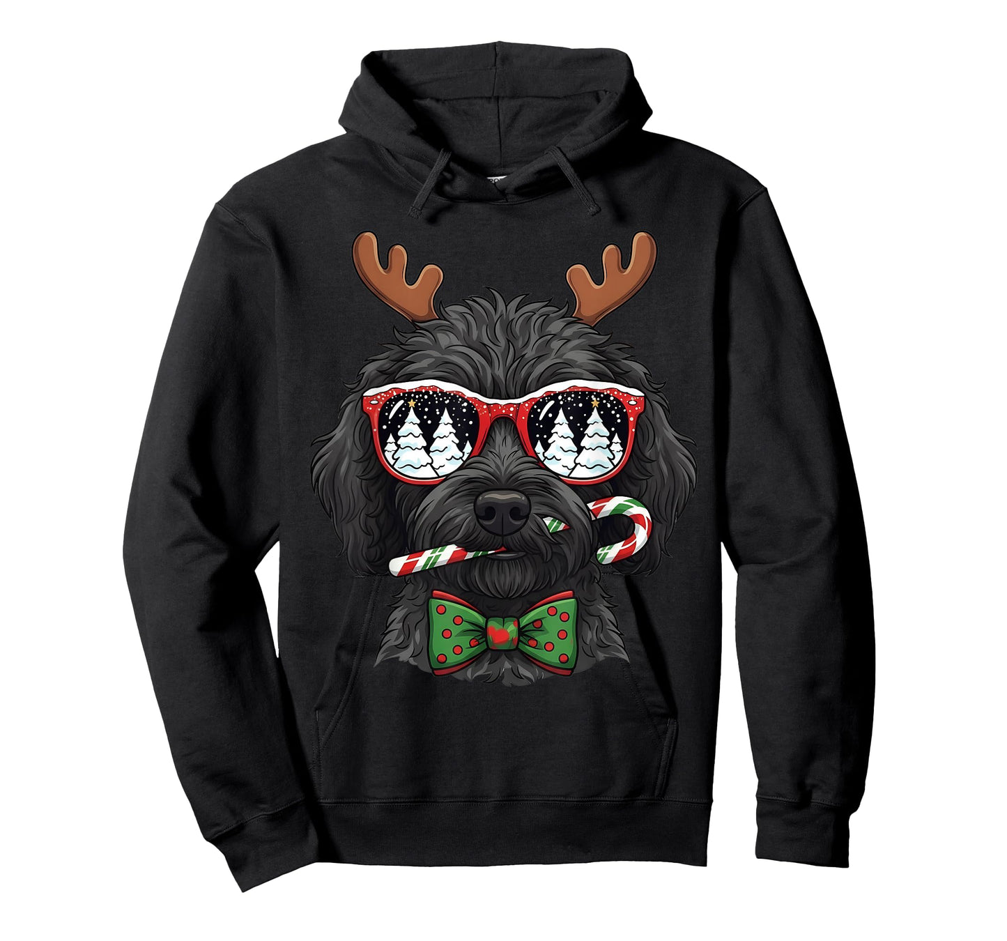 Black Doodle Christmas Reindeer Holiday Dog Lover Xmas T-Shirt