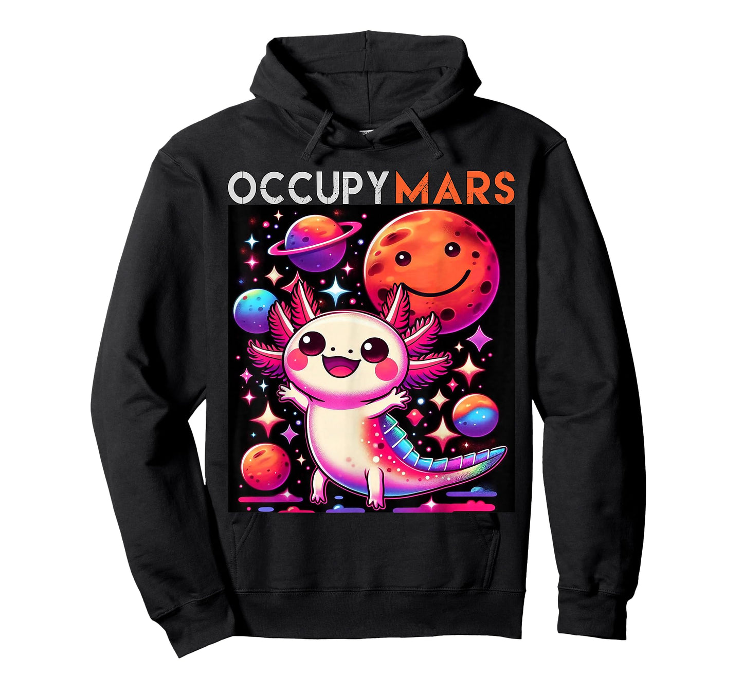 Cute Axolotl in Space Occupy Mars Galaxy Sci-Fi Kawaii T-Shirt