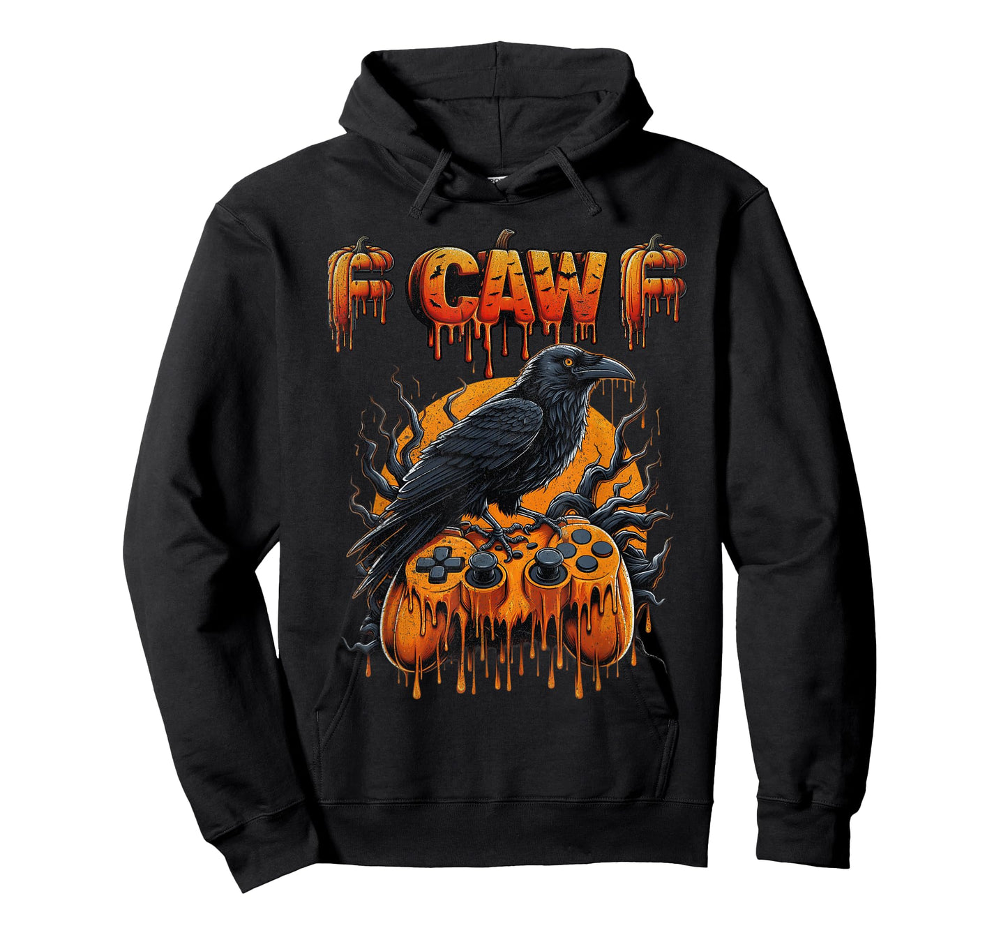 Halloween Gamer Pumpkin Dripping Gaming Crow Raven Bird Drip T-Shirt