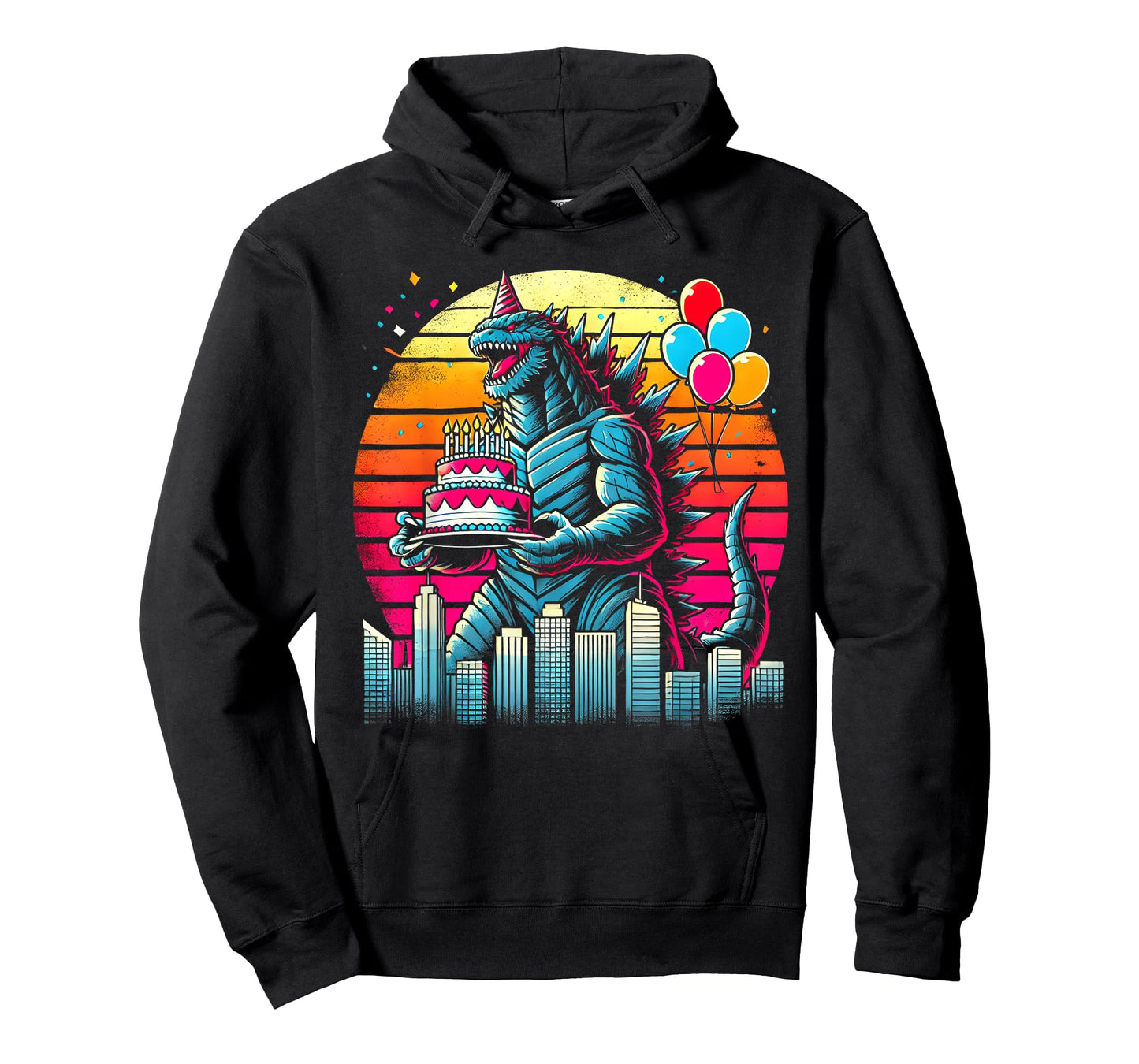 Kaiju Balloon And Cake Funny Japanese Monster Lover Birthday T-Shirt