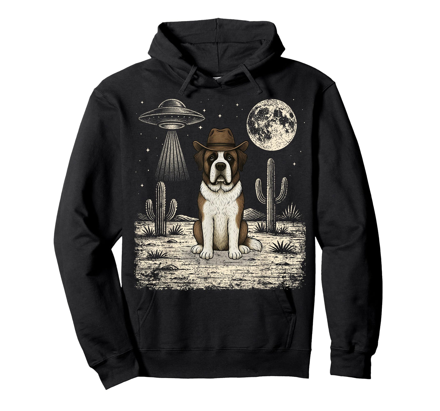 Funny Saint Bernard Cowboy Western Dog UFO T-Shirt