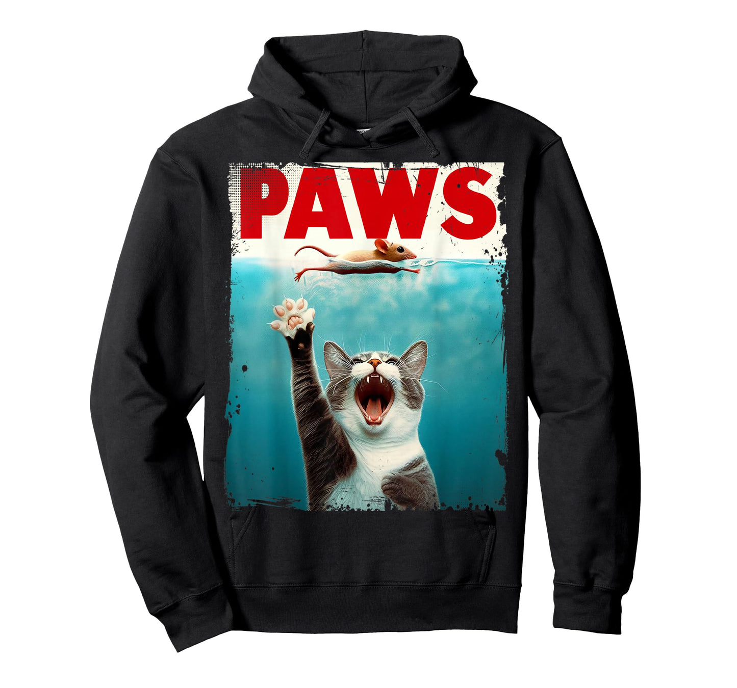 PAWS Parody Cat Mouse Humorous Cat Chasing Mouse Kitten T-Shirt