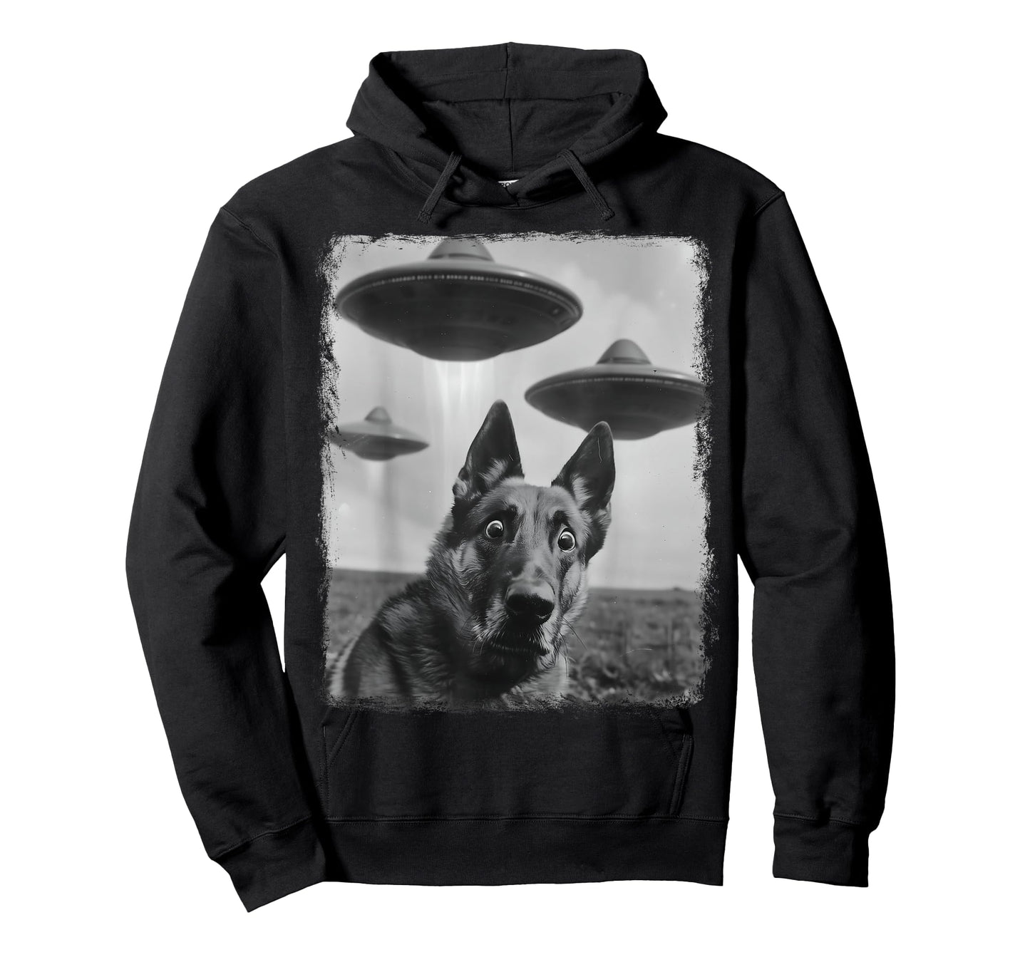 German Shepherd Dog UFO Alien Extraterrestrial Selfie T-Shirt