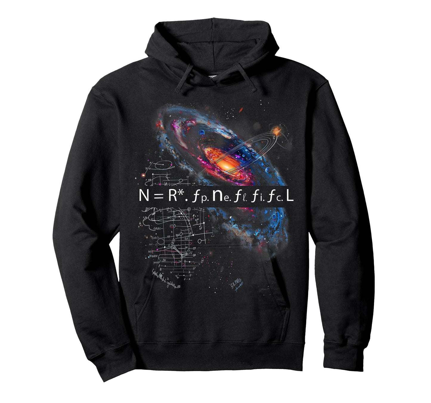 Drake Equation Estimation of Alien Civilizations T-Shirt, Small, Black