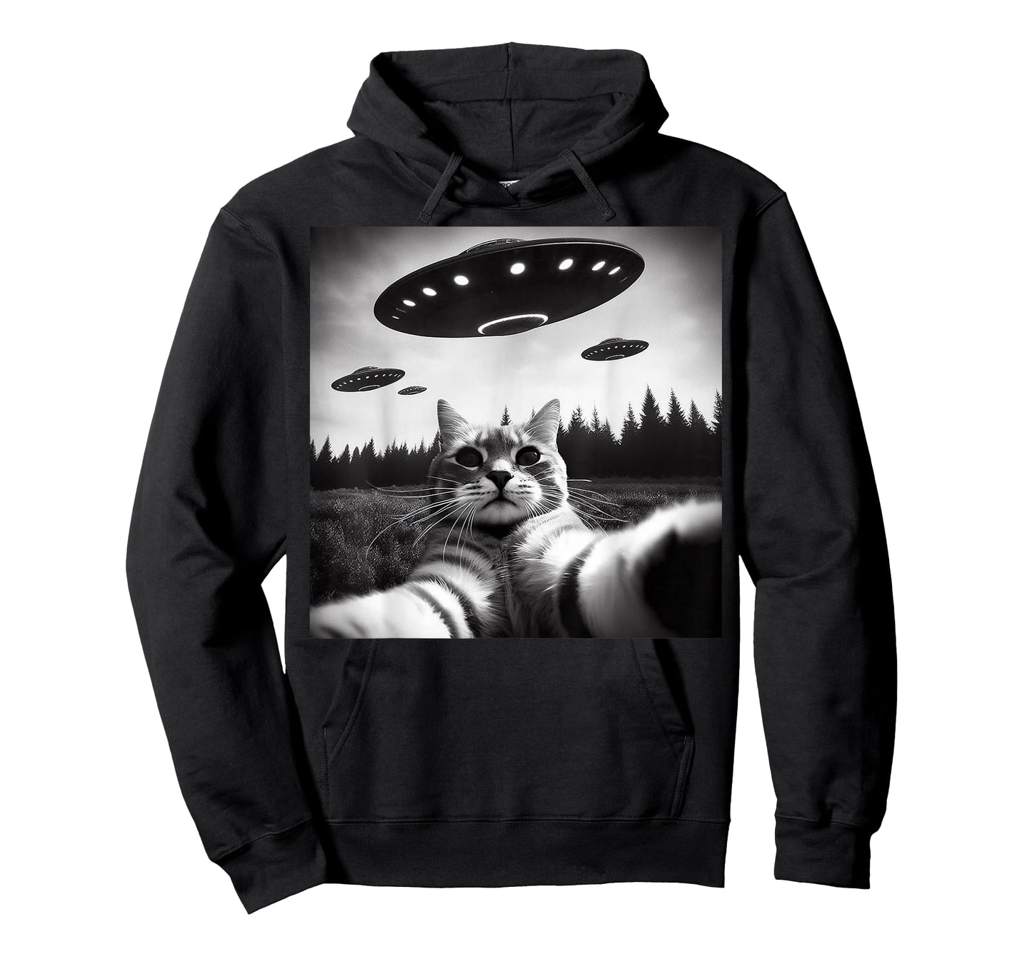 Cat Selfie With Alien UFO Funny Cat Gifts For Men Women Kid T-Shirt