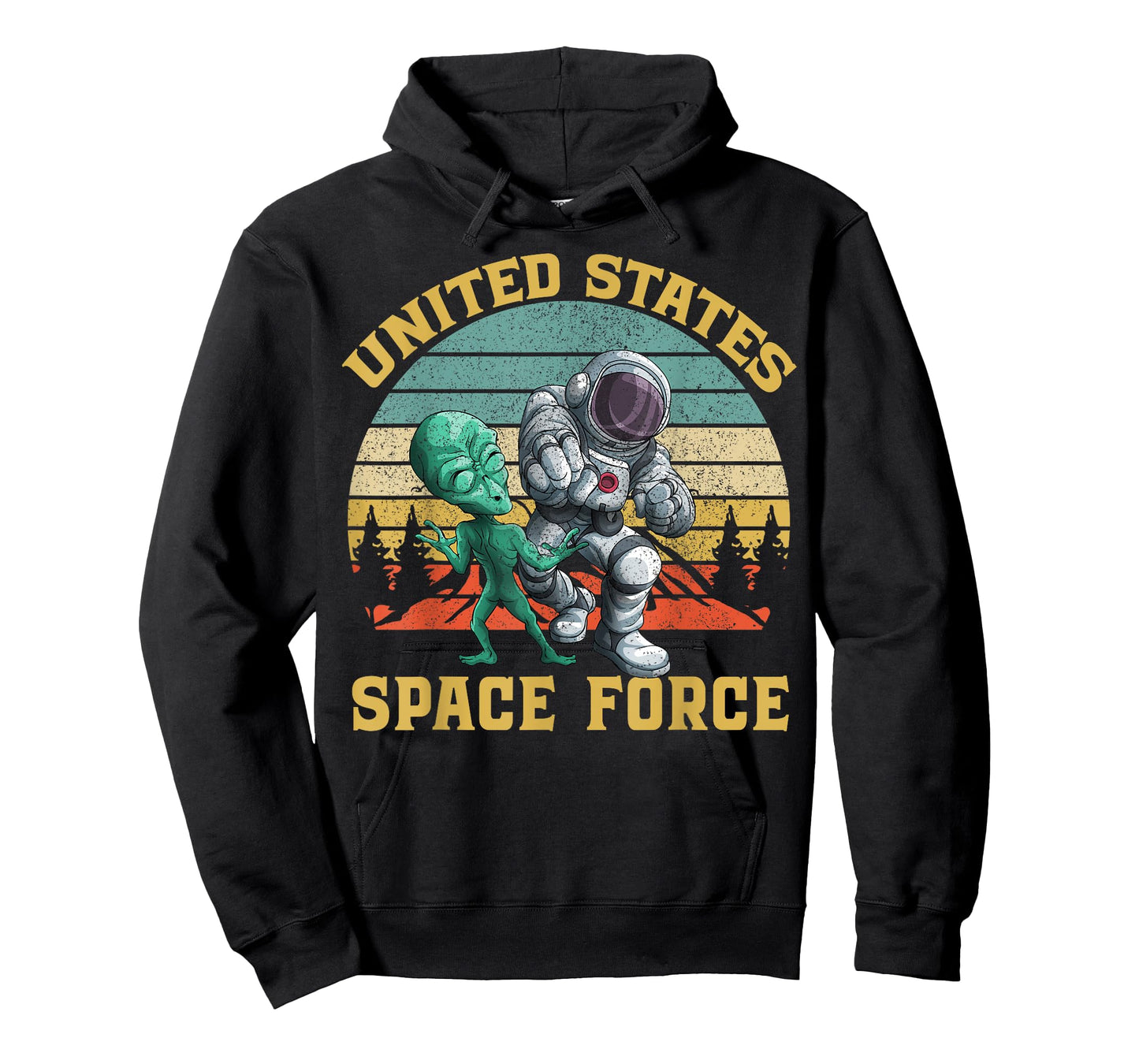 Retro US Space Force Graphic Vintage Sunset Alien Punch Gift T-Shirt