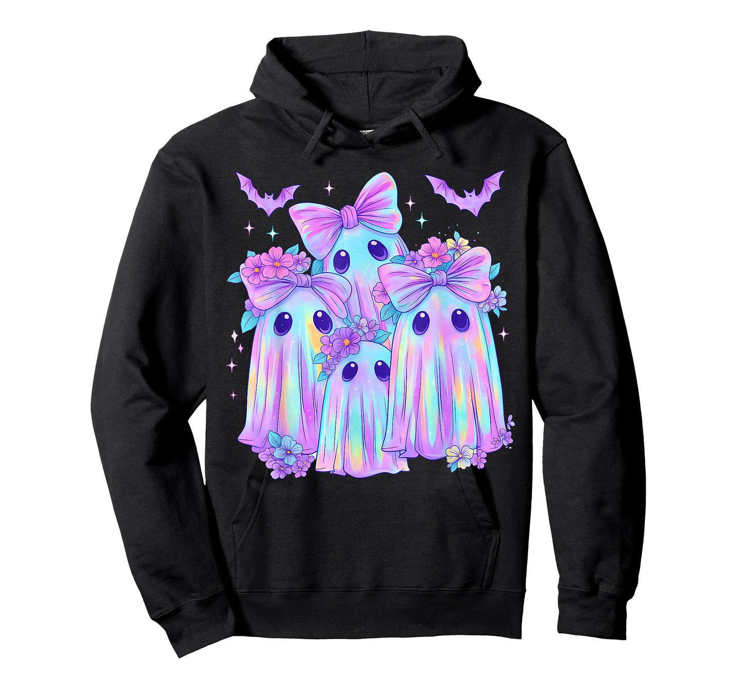 Tie Dye Galaxy Ghost Pumpkin Halloween Neon Ghost Girl Women T-Shirt