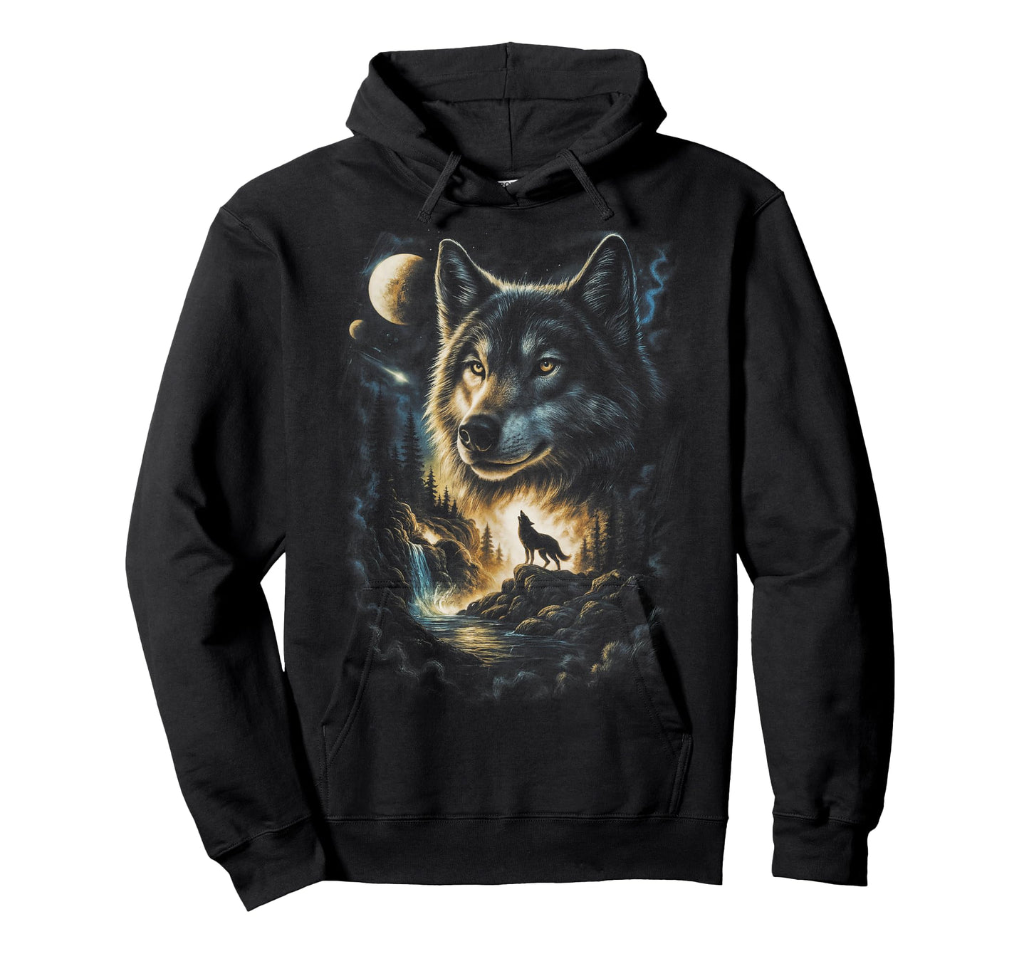 Wolf Howling Moon Forest Nature Wildlife Lovers Animal Men T-Shirt