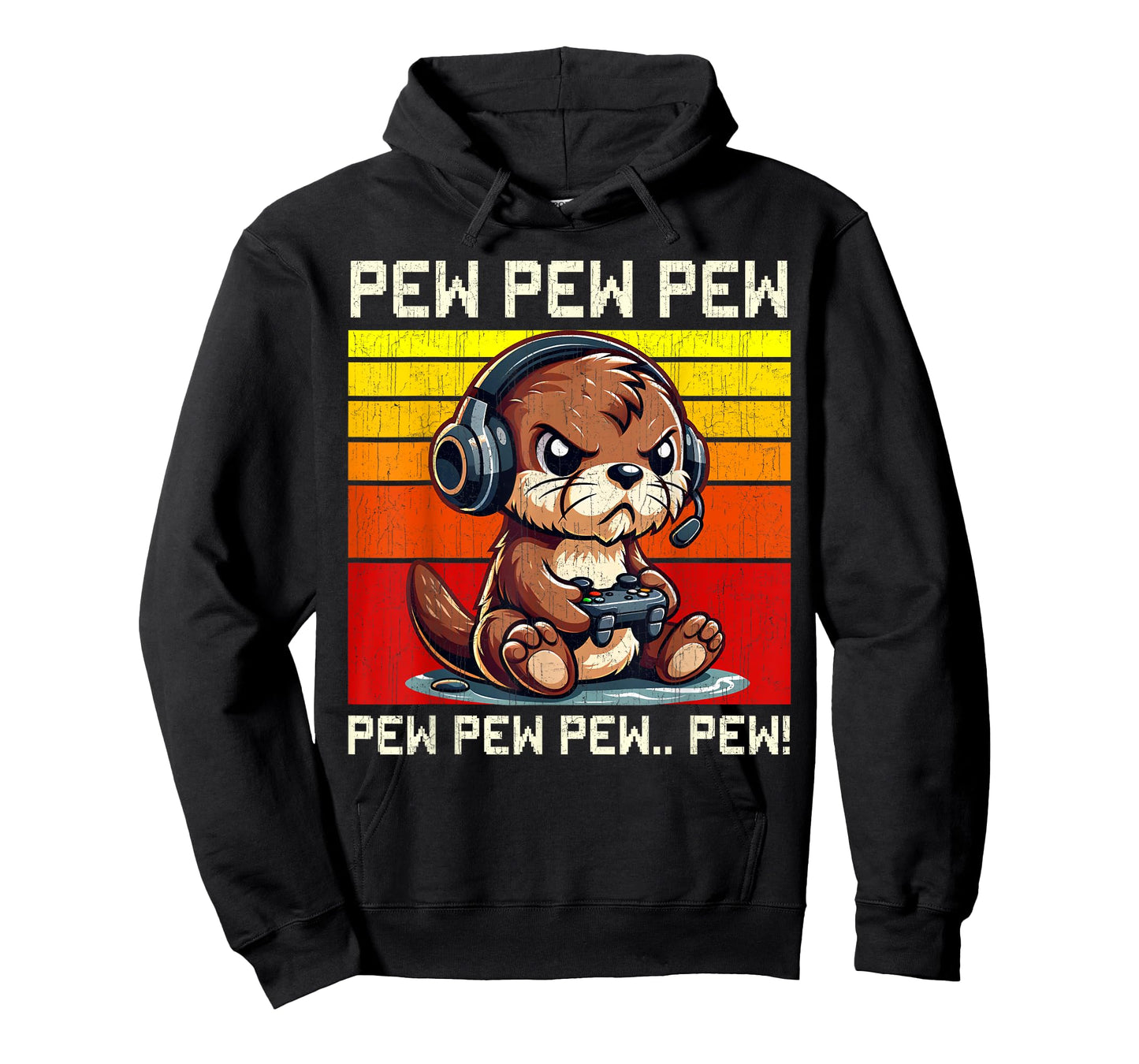 Otter Gamer Pew Funny Video Games Vintage Boys Men Girls T-Shirt