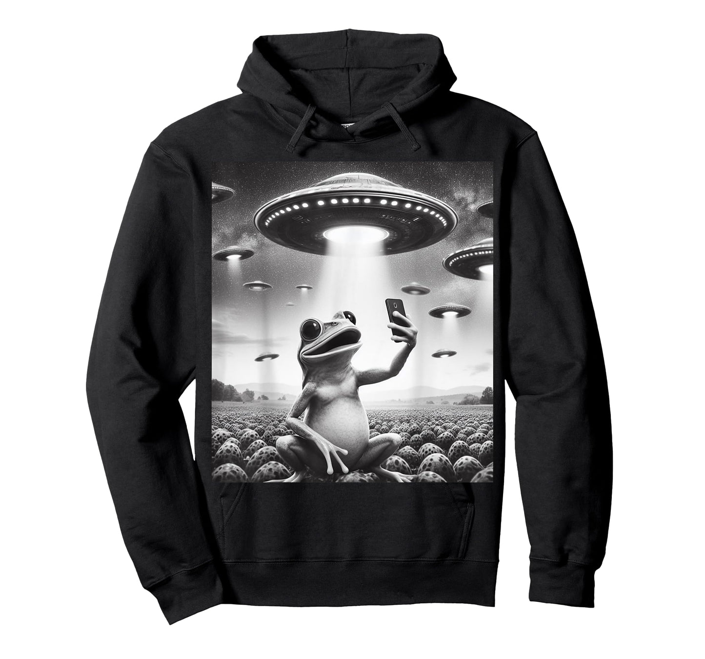 Cute Frog Selfie with UFO Meme For Pet and Space Lover Funny T-Shirt