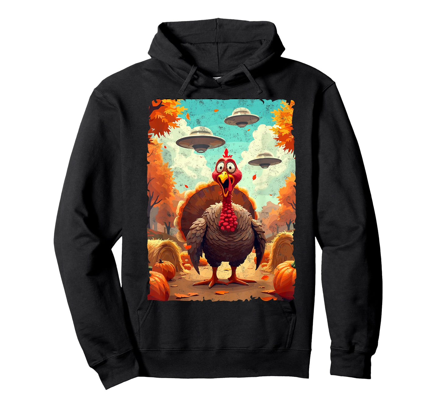 Autumn Fall Season Funny Turkey & UFO Thanksgiving Day Alien Believer T-Shirt