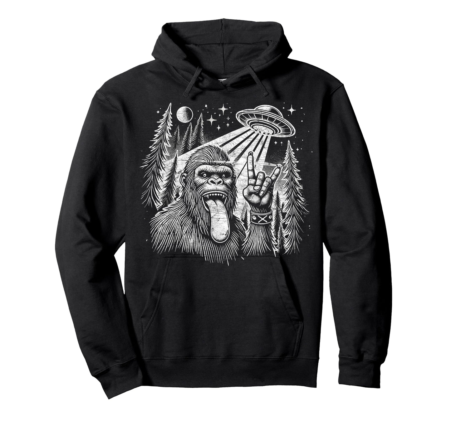 Sasquatch Selfie Big Foot Rock On UFO Alien Funny T-Shirt