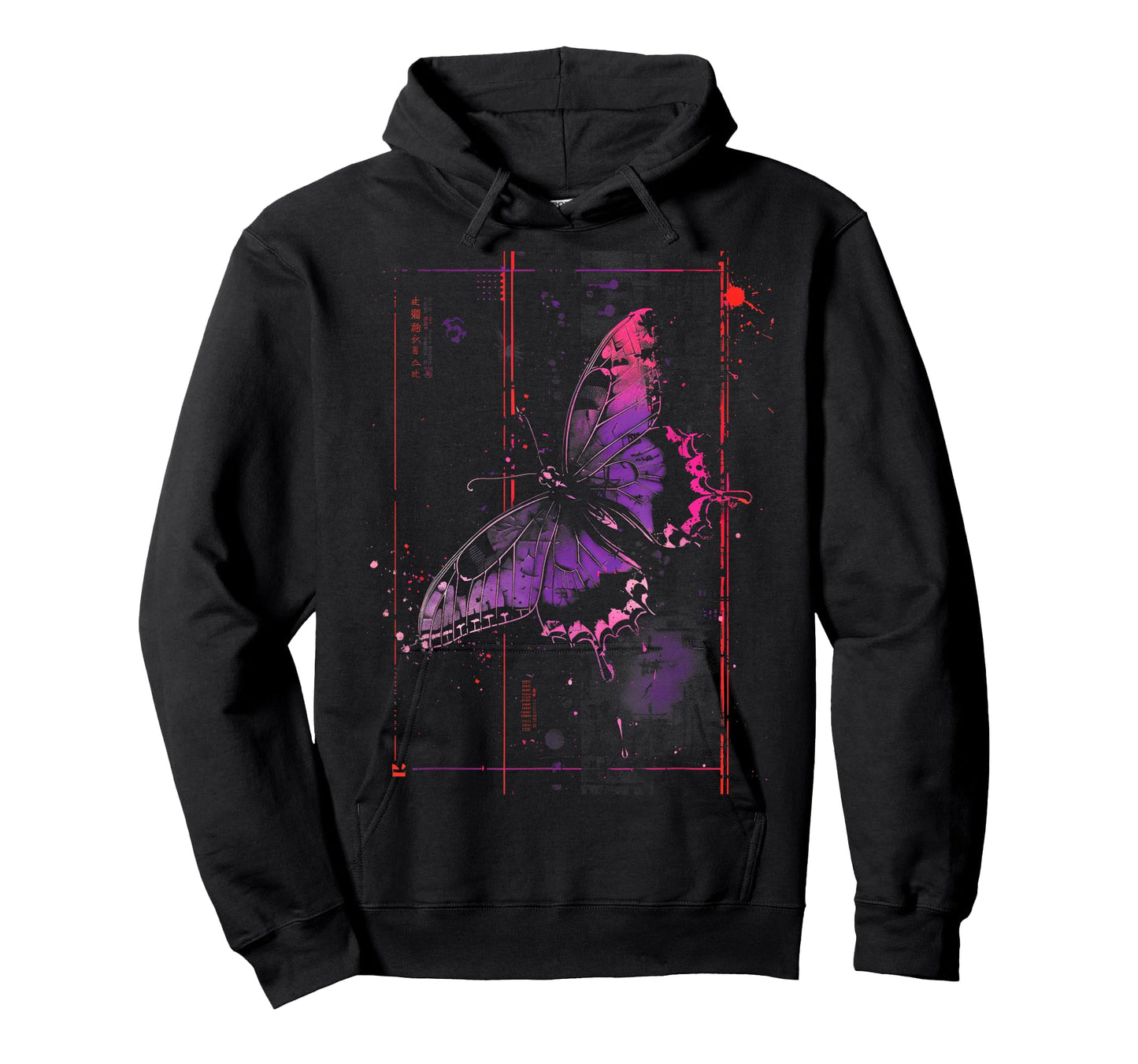 Anime Japanese Goth Cyberpunk City Butterfly Art Colorful T-Shirt