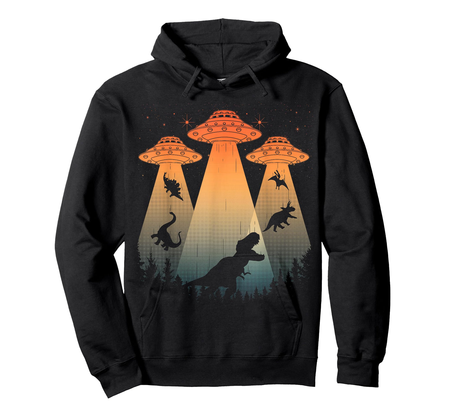 Cool Dinosaur Art For Men Women UFO Alien Abduction Dinosaur T-Shirt