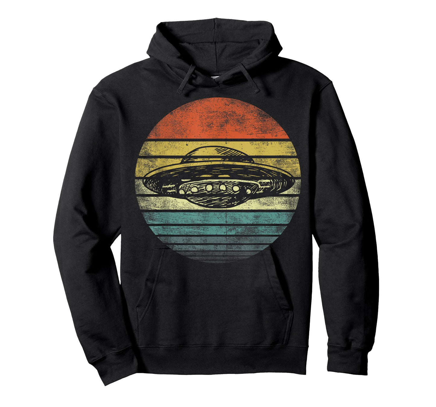 UFO Gifts Retro Sunset Funny Alien UFO Hunter Silhouette T-Shirt