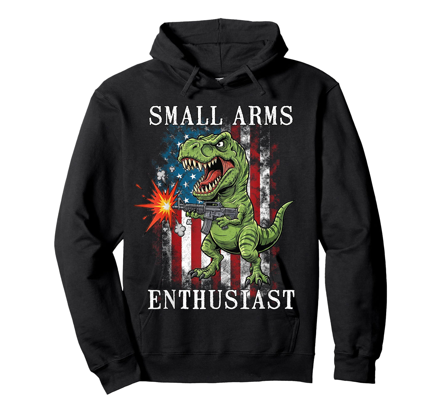 Small Arms Enthusiast Funny T-rex with Machine Gun USA Flag T-Shirt