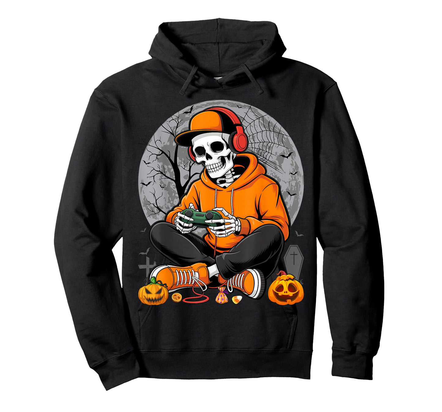 Gaming Skeleton Halloween Funny Gamer Boys Kids Men T-Shirt