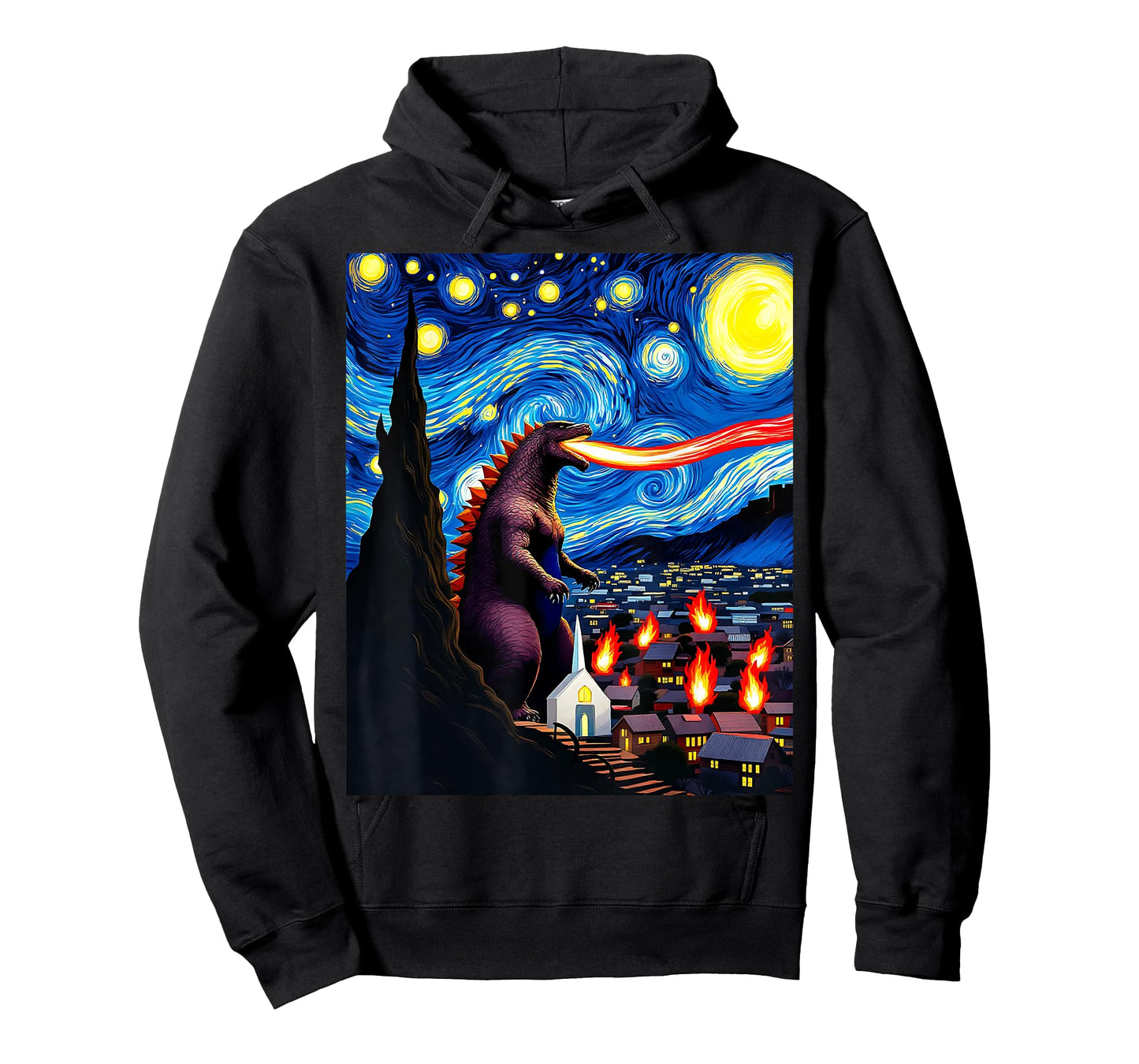 Kaiju Monster Van Gogh Starry Night Inspired Design T-Shirt