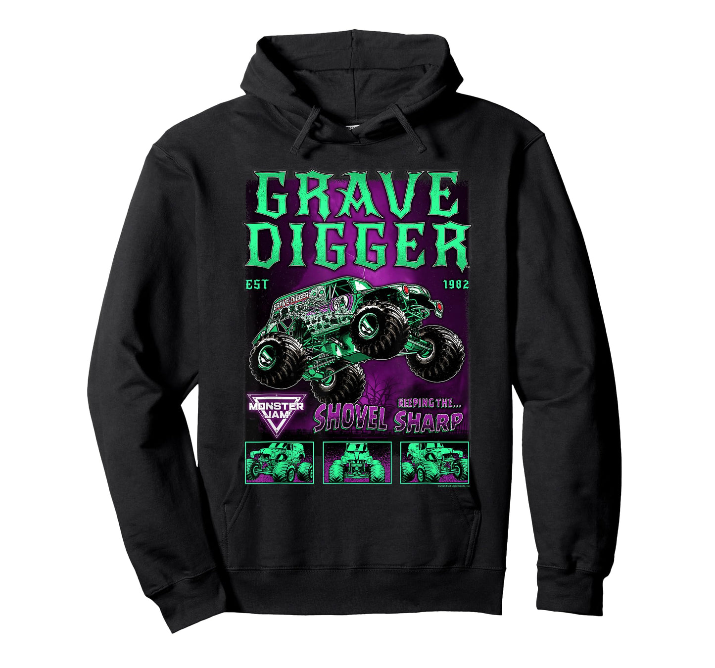 Monster Jam Grave Digger Green and Purple Collage T-Shirt