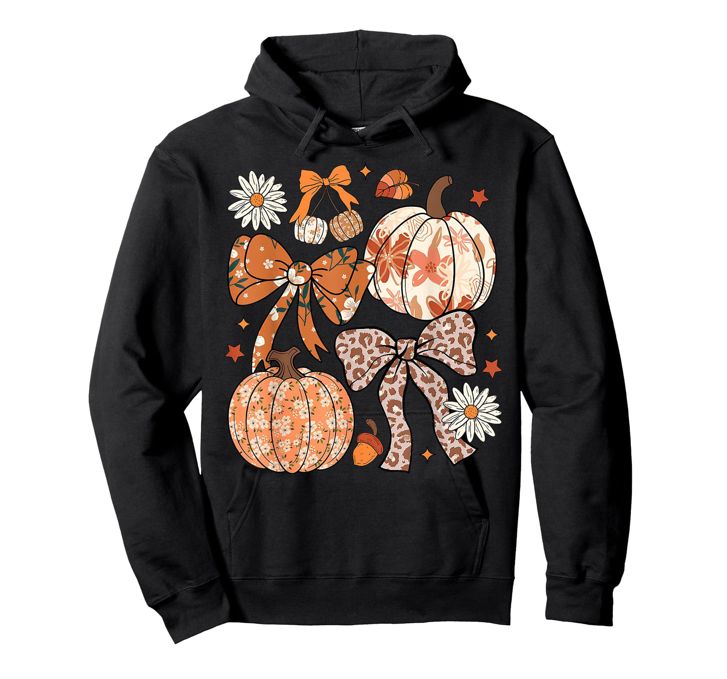 Floral Fall Pumpkin Floral Leopard Coquette Bow Thanksgiving T-Shirt