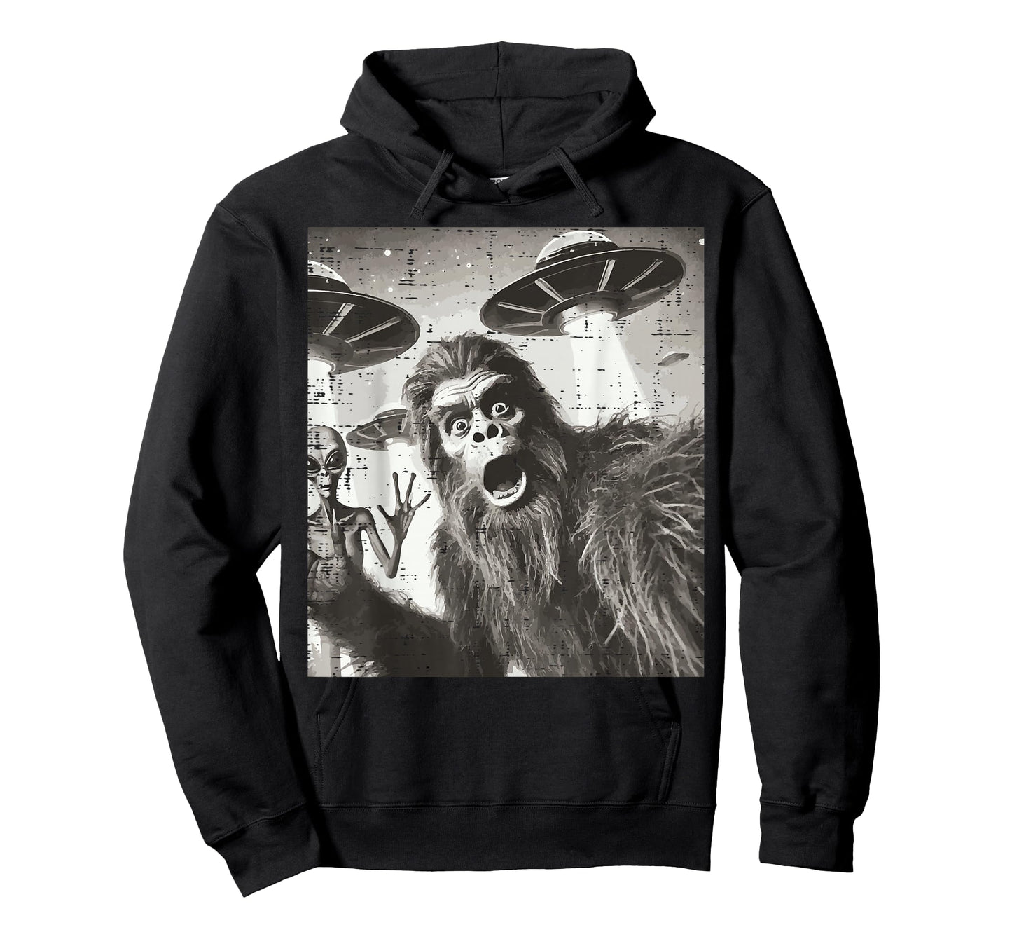 Bigfoot Alien Ufo Selfie Funny Sasquatch Meme Men Women Kids T-Shirt