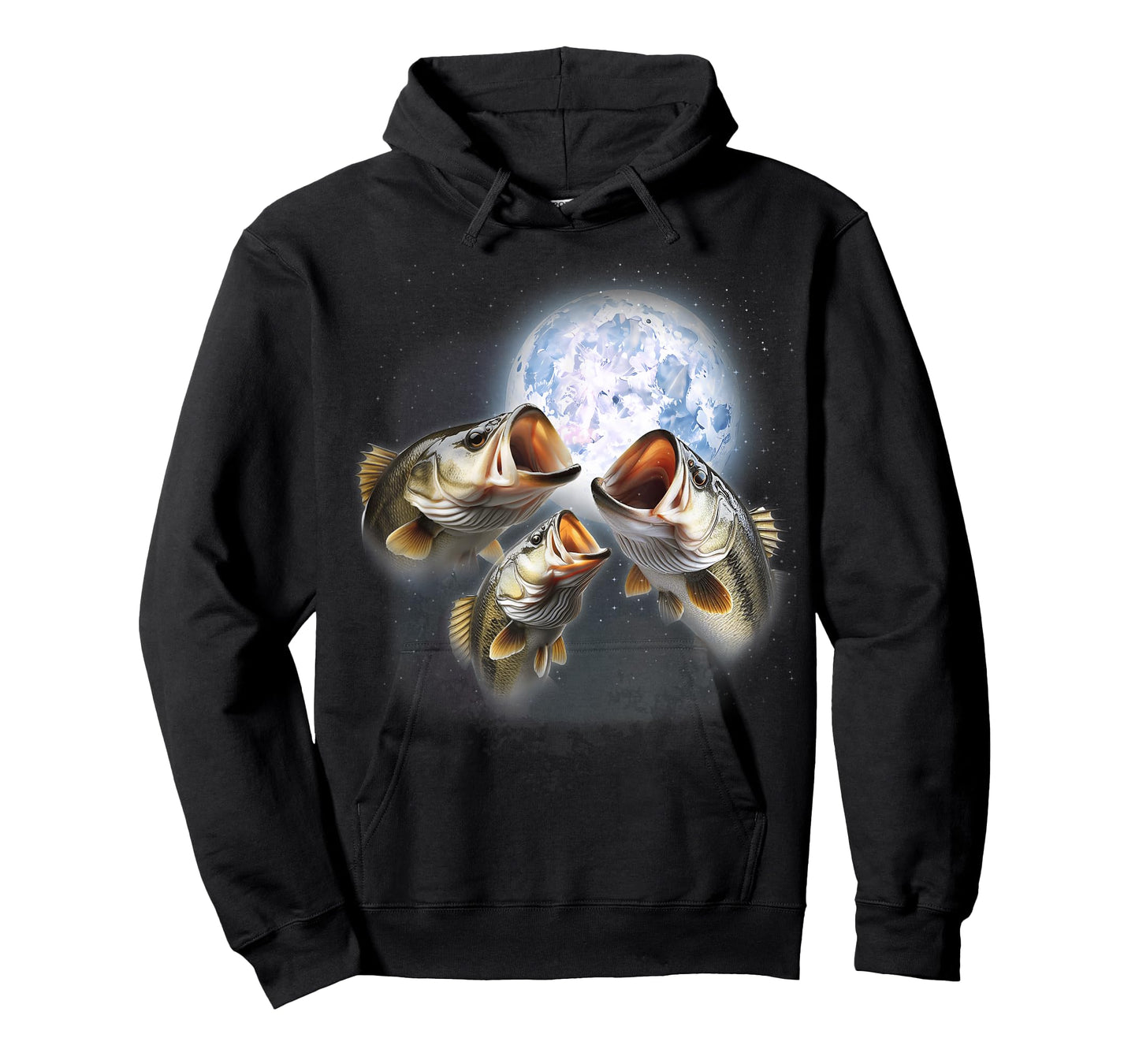 3 Bass Fish At The Moon Funny Bass Fishing Lover Fisherman T-Shirt
