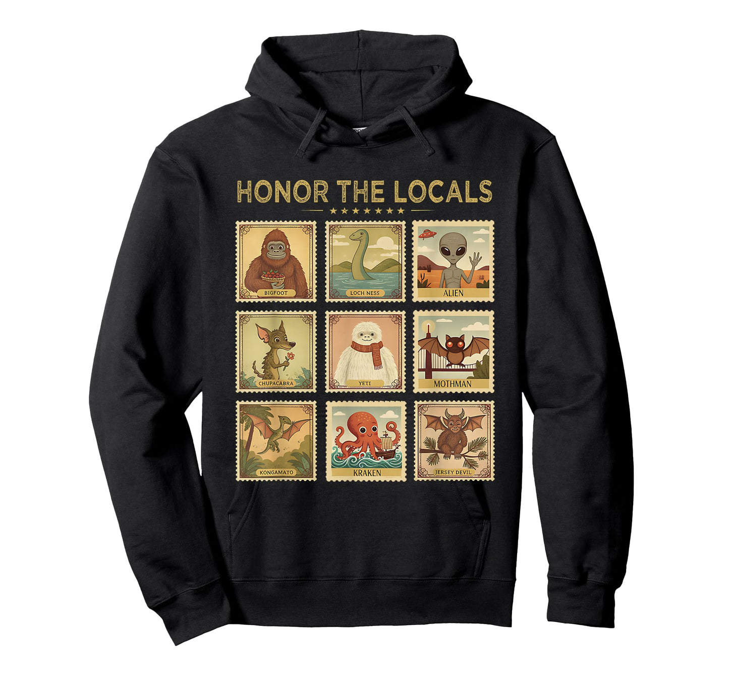 Retro Honor The Locals Bigfoot Big Foot Women Men Cryptid T-Shirt