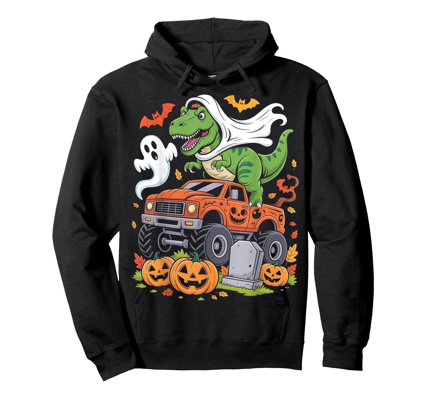 Dinosaur T-rex Riding Monster Truck Halloween Men Boy Kid T-Shirt