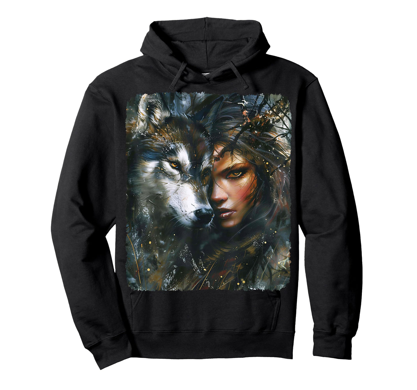 Beautiful Painting of a Woman with her Wolf T-Shirt