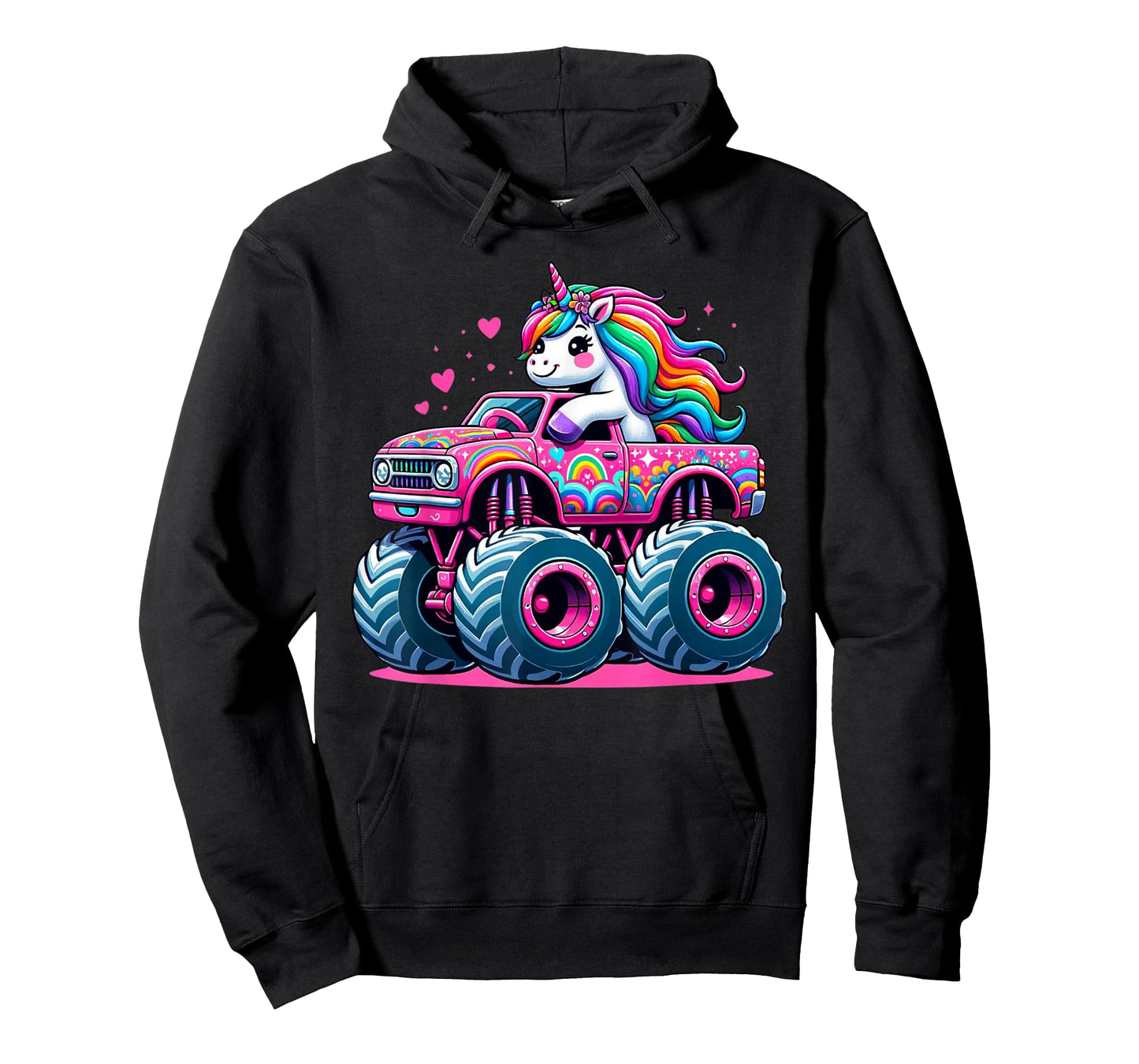 Funny Cute Unicorn Riding A Pink Monster Truck T-Shirt