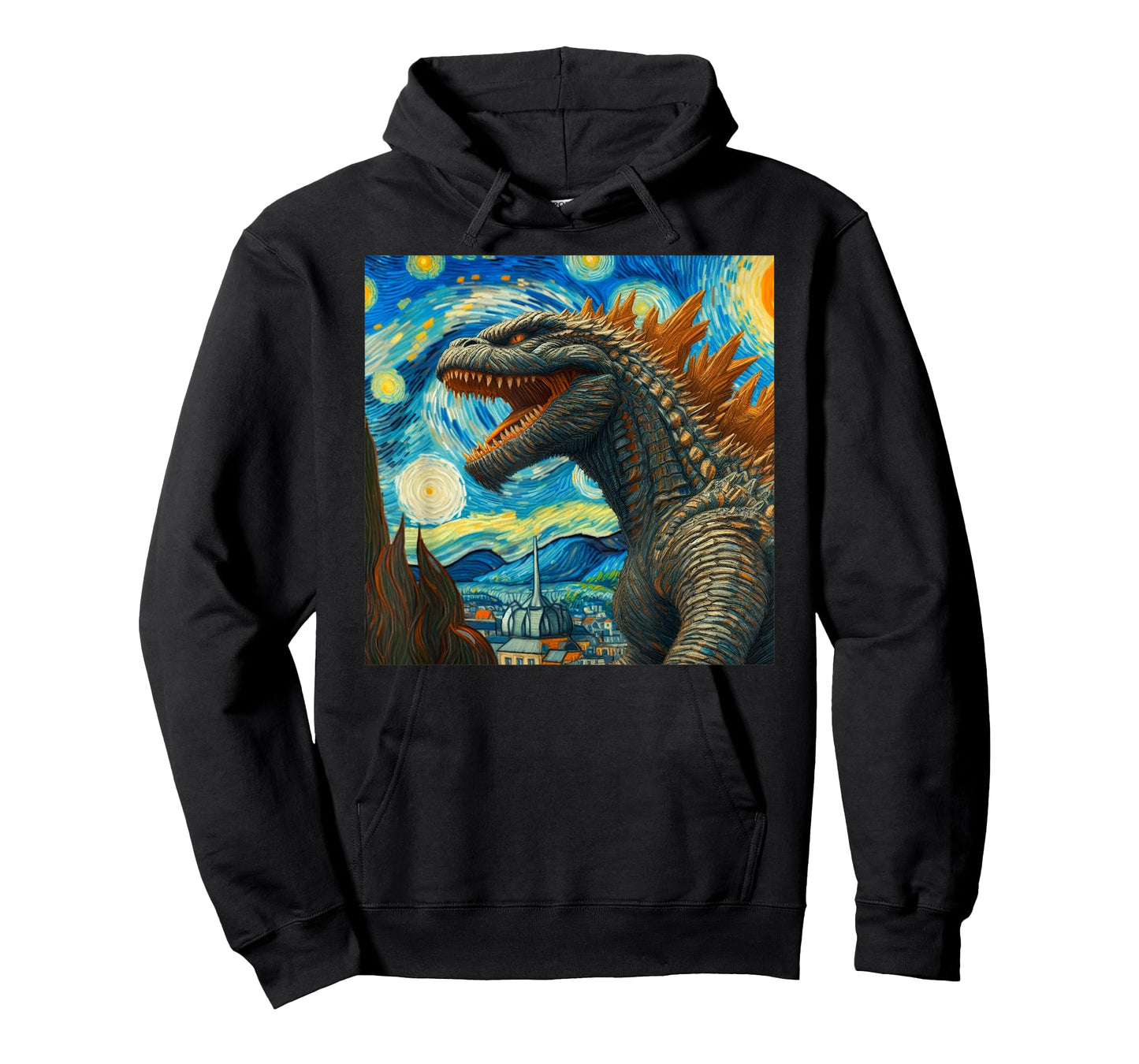 Vintage Japanese Monster Kaiju Van Gogh Starry Night T-Shirt