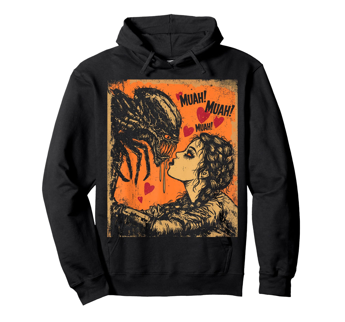 Goth Girl Kissing Creepy Spider Comic Panel Halloween Art T-Shirt