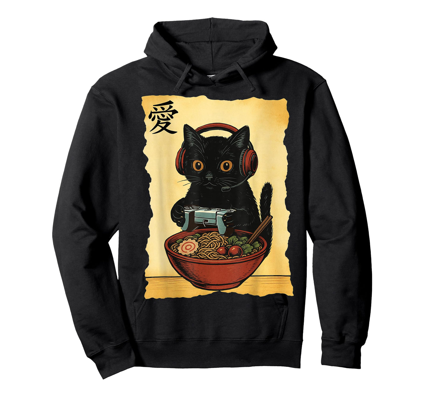 Cute Kawaii Gamer Cat Funny Ramen Retro Japanese Cat Gaming T-Shirt