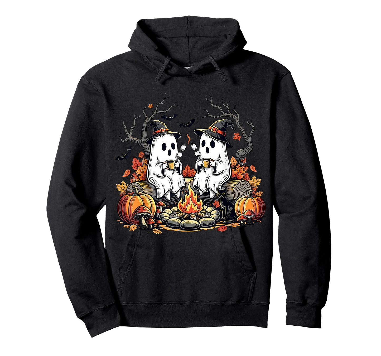 Retro Cute Ghost Boo Spooky Season Autumn Camping Halloween T-Shirt