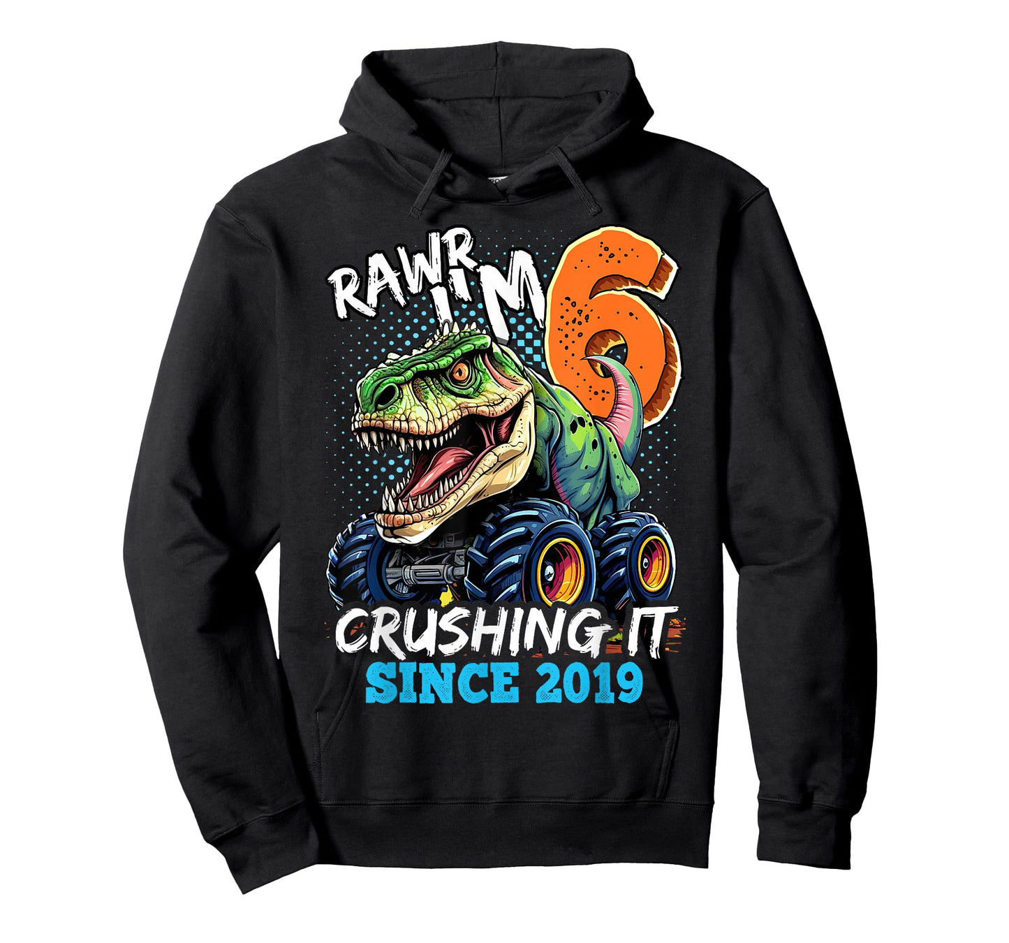 6th Birthday Monster Truck Dinosaur Party Boys Rawr I'm 6 T-Shirt
