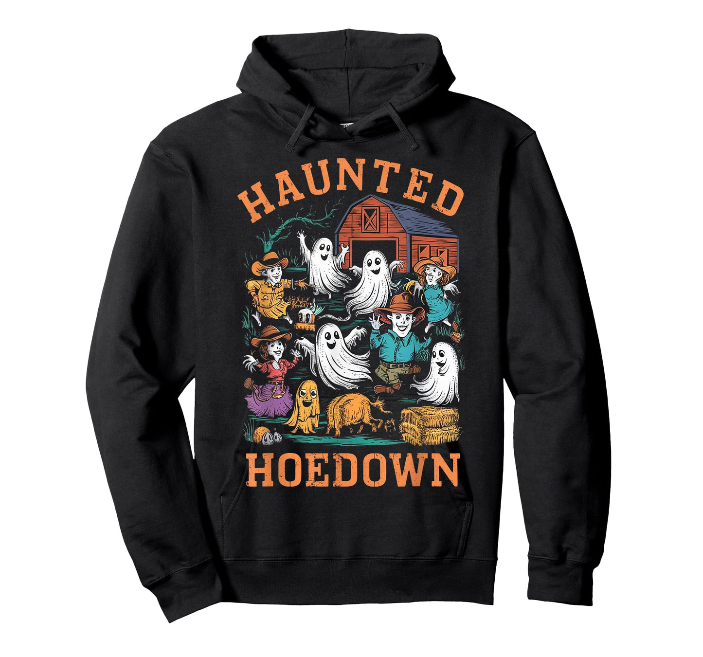 Cowboy Scarecrow Boo Ghost Haunted Hoedown Farm Halloween T-Shirt