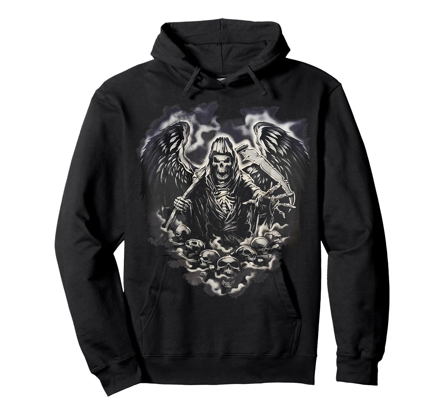 Grim Reaper Skull Heart Scythe Skeleton Angel Death Horror T-Shirt