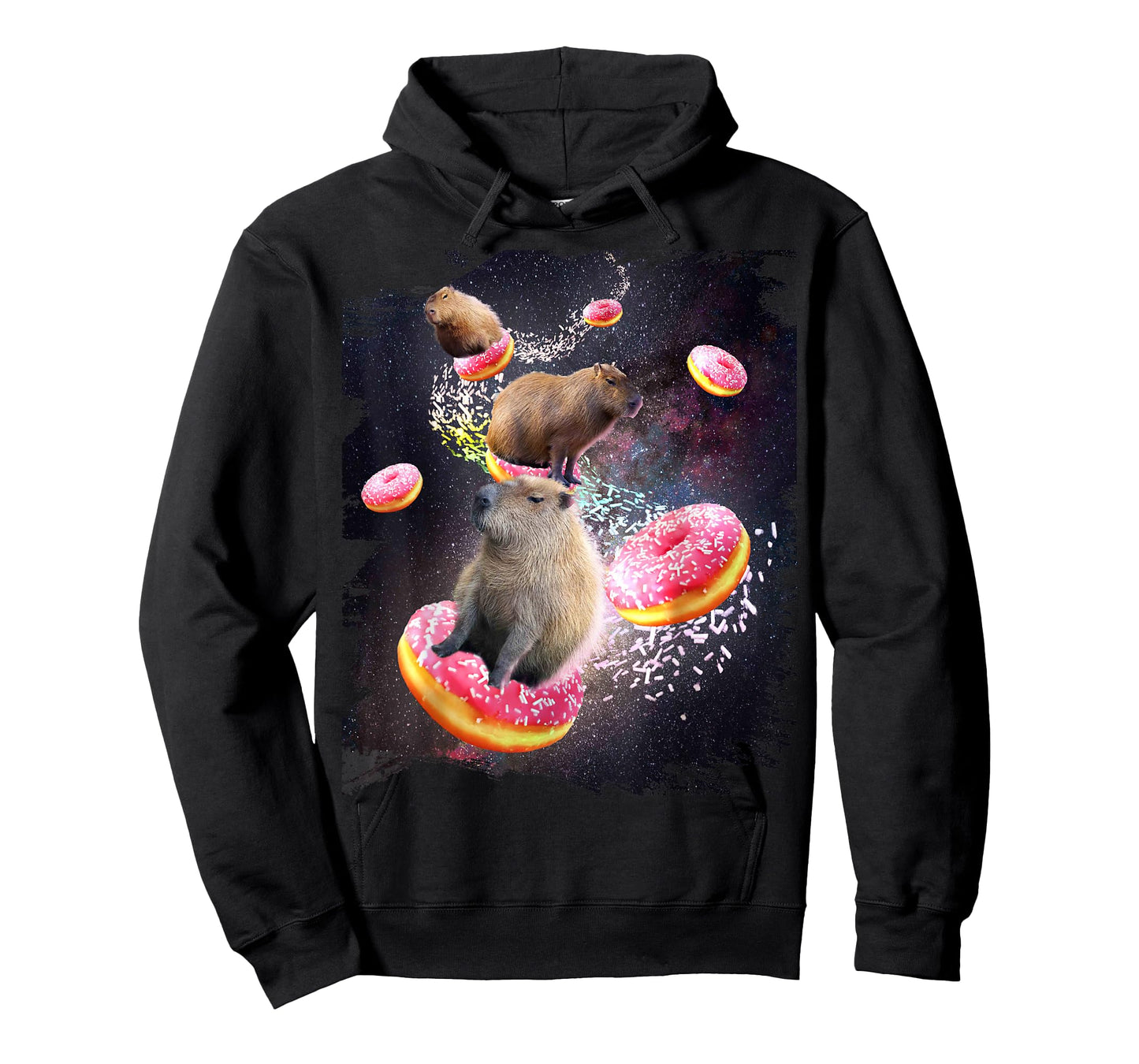 Space Capybara Riding Donut, Galaxy Capybaras T-Shirt