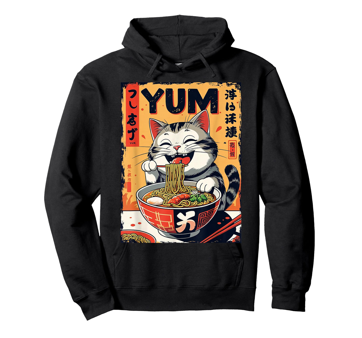 Cat Eating Ramen Tee, Cat Anime Ramen Noodles Funny T-Shirt